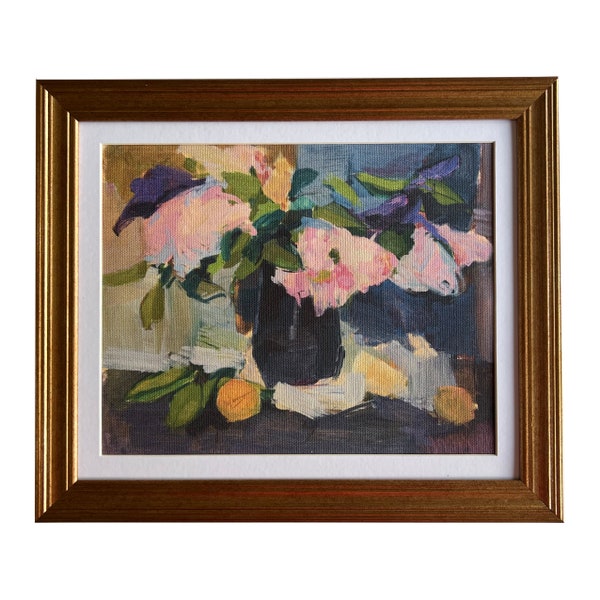 Vintage Framed Canvas Art, Framed Vintage Print, Floral Print, Vintage Floral Print, Vintage Floral Painting, Floral Painting