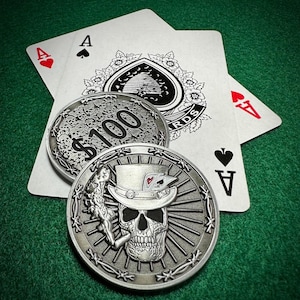 Protecteur de carte de poker | Pièce d'EDC | Pièce de poker EDC | Protecteur de tisonnier crâne