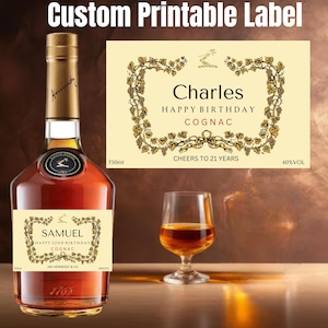 Custom Birthday Hennessy, 750ml, 1.5L Printable Personalize Birthday Wedding Bachelorette Party Favor Bridesmaid Groomsmen