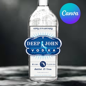 Canva Template Birthday Deep Eddy Vodka Label, 750ml Custom Personalize Birthday Wedding Bachelorette Party Favor Bridesmaid