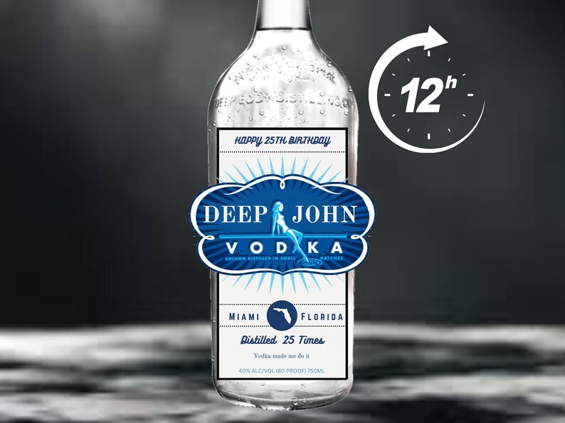 Custom Birthday Deep Eddy Original Vodka Label, 750ml Printable ...