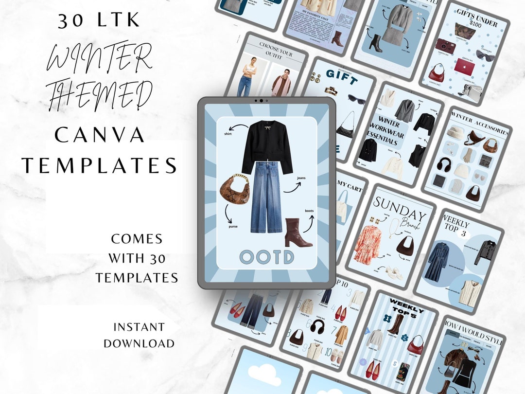 30 LTK Editable Canva Template, Blue Theme, Season LTK, Social Media ...