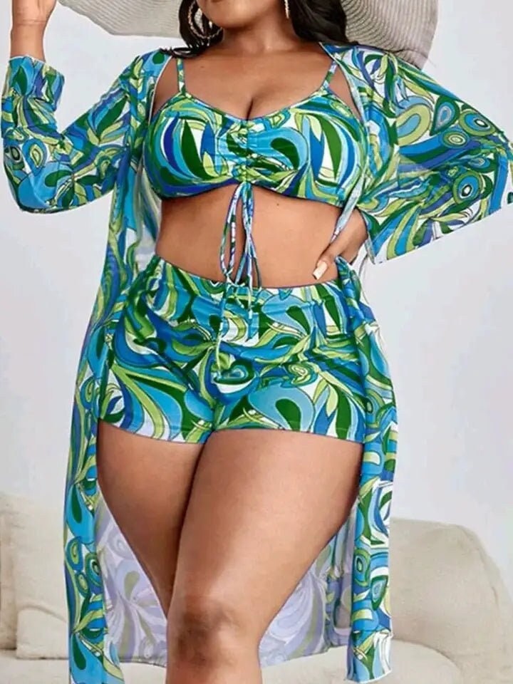 Large Size 4XL Woman Strapless Swimsuit Bikinis Set Leopard Print
