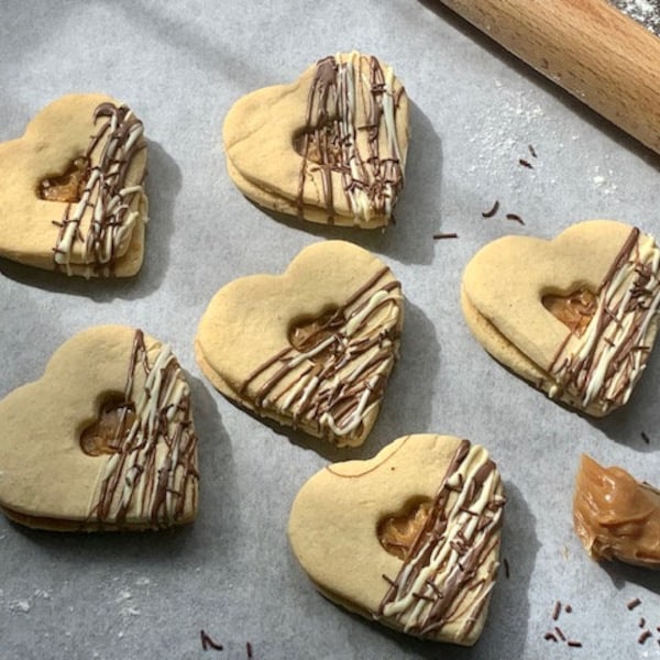 Salted Caramel Shortbread Heart Biscuits