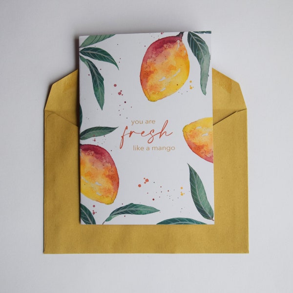 Aquarell-Klappkarte, handgemalt, "Fresh like a mango"