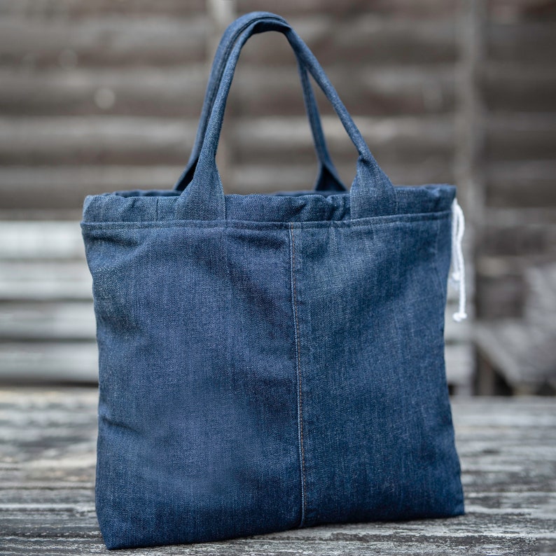 Denim Tote Bag Made From Recycled Jeans, Jeans Handbag, Denim Handbag