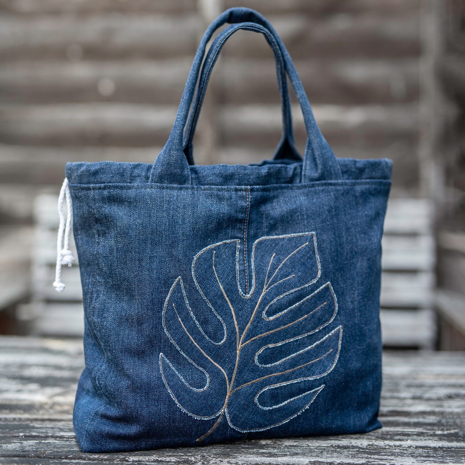 Denim Tote Bag Made From Recycled Jeans, Jeans Handbag, Denim Handbag, Upcycled Denim, Eco