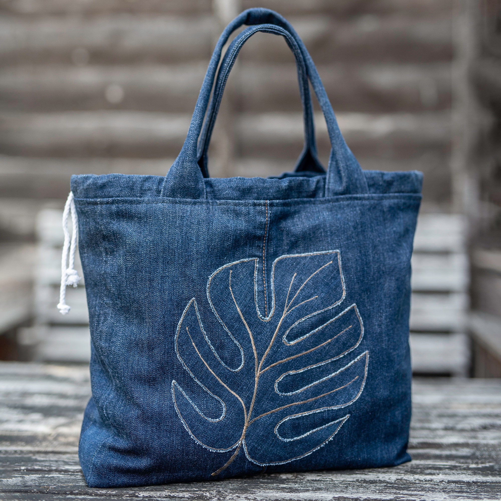 Denim Tote Bag Made From Recycled Jeans Jeans Handbag Denim 