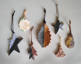Handmade Ceramic Nature Ornaments, Wall/Window Accent Decor