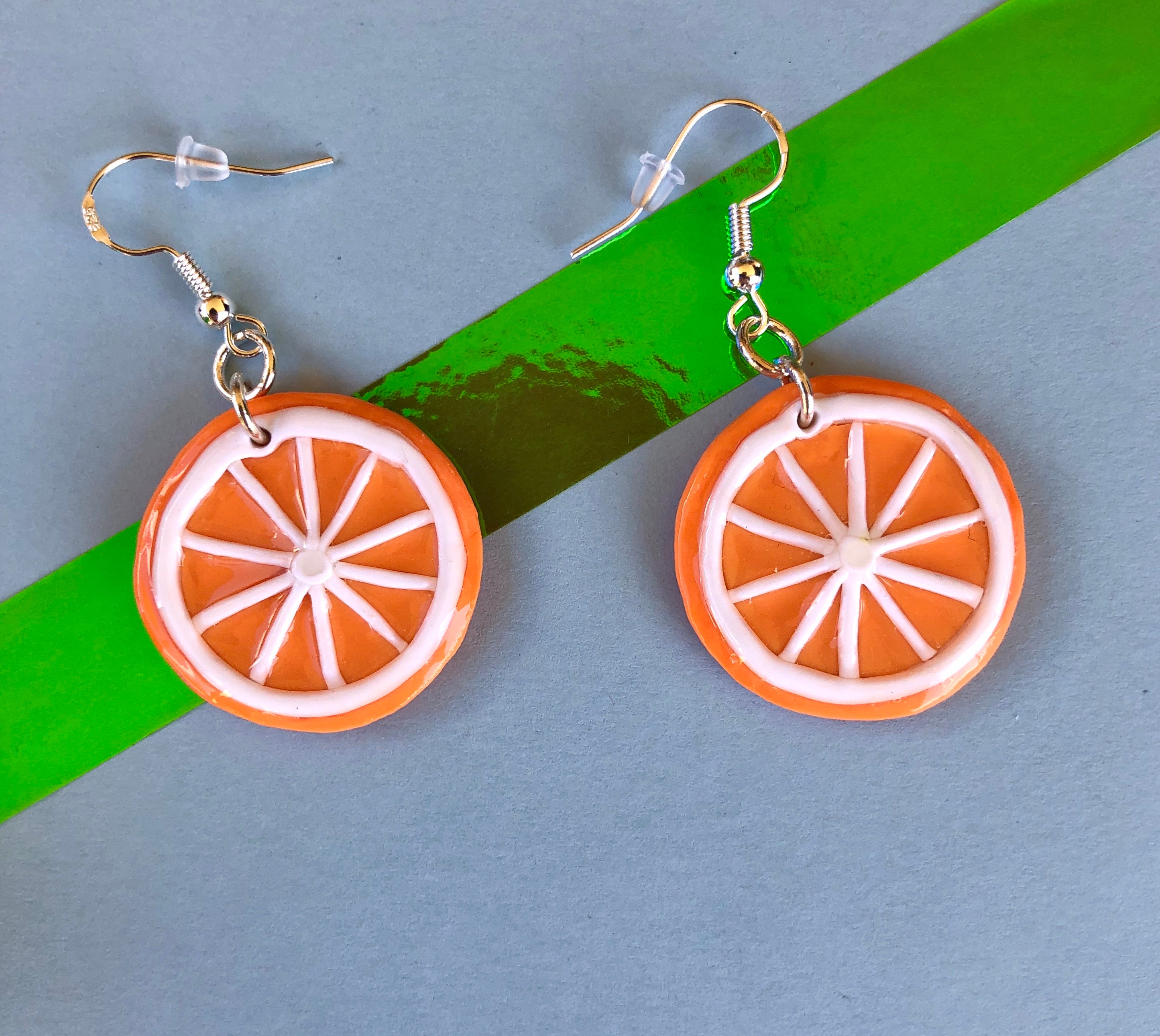 Handmade Polymer Clay Citrus Dangle Earrings/ Clay Earrings/ Statement
