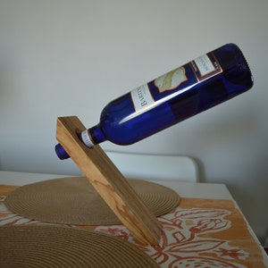 Floating Wine Holder, Gravity Wine bottle display, Wine Holder, Wood Bottle Rack, Handmade Wooden Gift