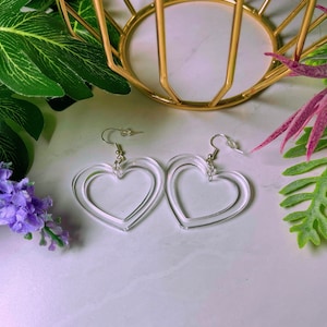 Heart earrings | laser cut acrylic dangle earrings | cute heart shaped earrings