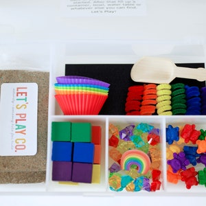 Sensory Bin Sensory Kit Sensory Box Rainbow Kinetic Sand Sorting Busy Box Montessori Preschool Kids Gift Play Sort image 1