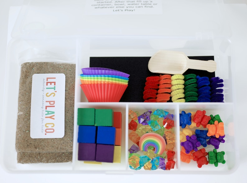 Sensory Bin Sensory Kit Sensory Box Rainbow Kinetic Sand Sorting Busy Box Montessori Preschool Kids Gift Play Sort image 1