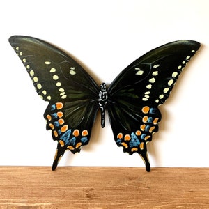 Hand-Painted Black Swallowtail Butterfly | Wall Art | Cottage Core and Boho Decor | Wall Hanging