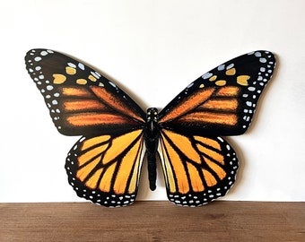 Handmade Wooden Monarch Butterfly Print | Wall Art | Cottage Core and Boho Decor | Wall Hanging