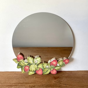 10&quot; Strawberry Mirror Watercolor Print | Wall Art | Cottage Core and Boho Decor | Wall Hanging