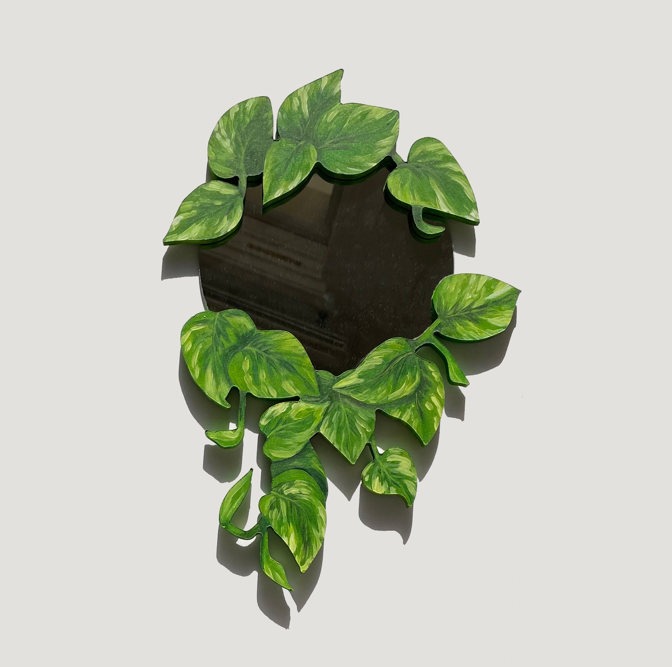 HandPainted 7 Circle Pothos Mirror Wall Art Cottage Etsy