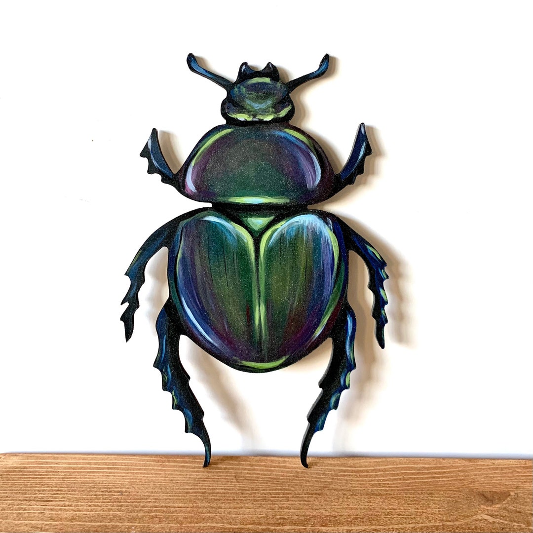 Hand-Painted Scarab Beetle | Wall Art | Cottage Core and Boho Decor | Wall Hanging