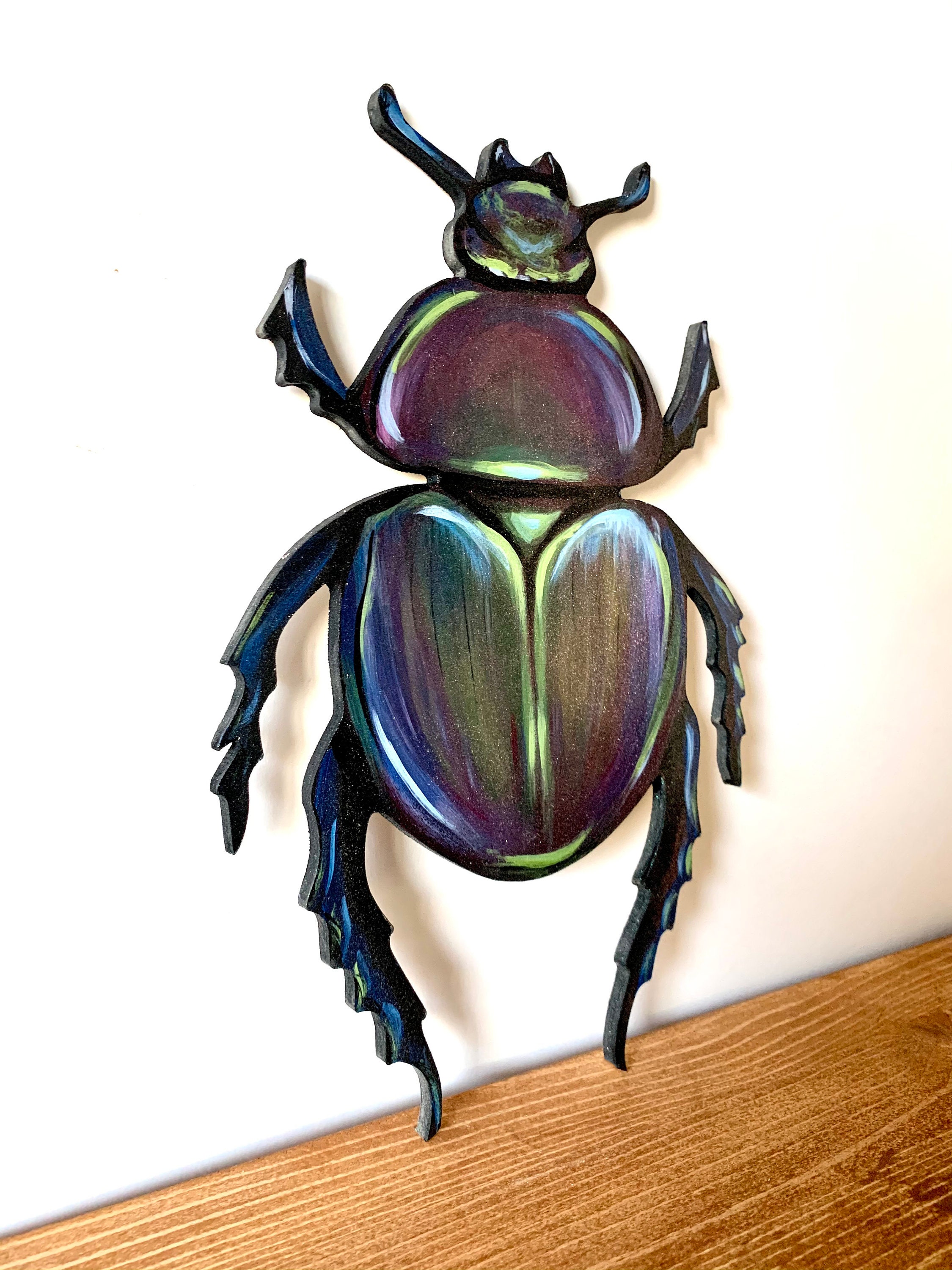 HandPainted Scarab Beetle Wall Art Cottage Core and Boho Etsy