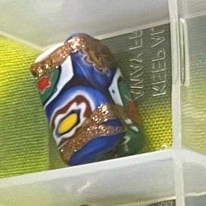 1 bead,  12x6mm antique 1800s Italian venetian Ercole Moretti millefiori rectangular Beads. Random