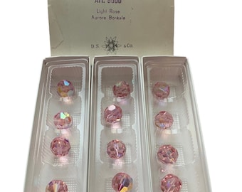 Swarovski Crystal Light Rose AB 18mm Faceted Round 5000 Beads; Vintage; New in Box!