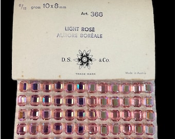 Factory Pack Swarovski Crystal light rose AB 10x8mm Faceted Rectangle 5105 Beads; 72 Beads; Vintage! Rare! T Drilled