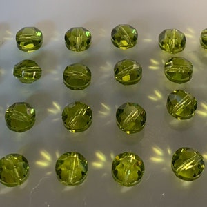 24pc Swarovski Crystal Light Olivine 6mm Lentil 5100 Beads; or 360pc Swarovski Factory Pack; Aspirin or Tablet Beads; Vintage!