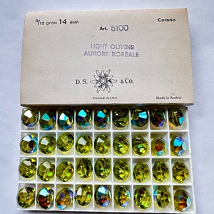 Light Olivine AB 14mm Lentil 5100 Beads; Vintage! 36 Beads Swarovski Crystal Factory Pack