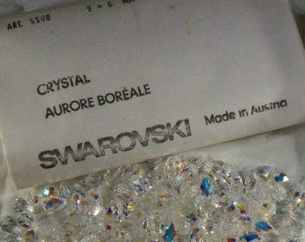 Cristal Swarovski AB 9 x 6 mm en forme de goutte facettée 5 500 perles ; Emballage d'usine de 12 ou 144 pièces ; millésime !