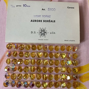 Factory Pack, Swarovski Crystal, Light Topaz AB, 10mm Lentil 5100 Beads; 72pc; Vintage, Rare! Aka Tablet or Aspirin Beads