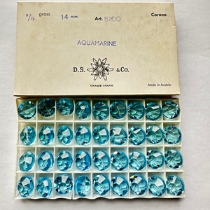 Aquamarine, 14mm round,Lentil ,5100 ,Beads; 36pcs; Vintage, Tablet, Aspirin,  Beads  Swarovski Crystal Factory Pack