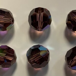6pc Swarovski Crystal Amethyst AB 11mm Faceted Round 5000 Beads; or Factory Pack 72Pc; Vintage!