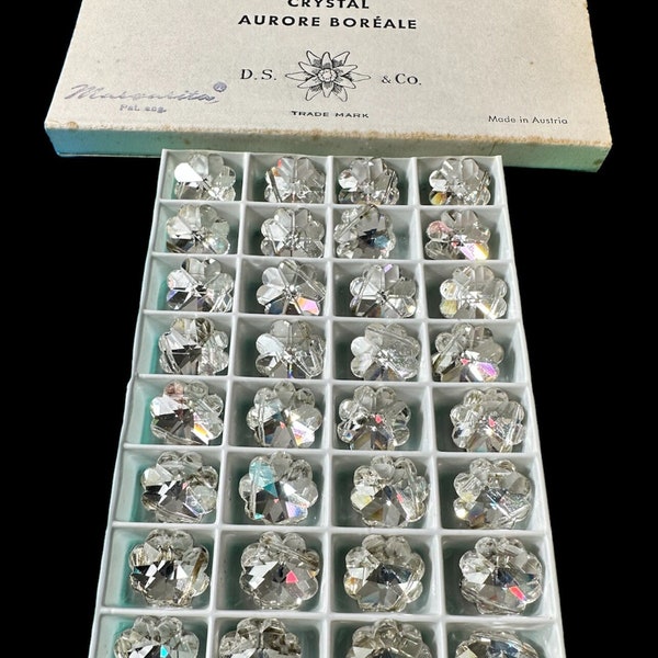 Swarovski factory pack, 14mm Crystal silver foiled daisy beads, Art 5110, 36pcs. Hole runs through the top.