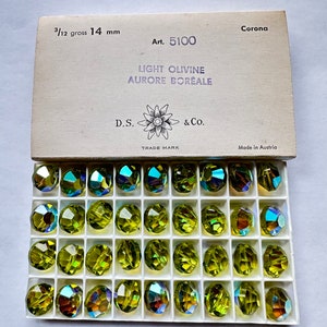 Light Olivine AB 14mm Lentil 5100 Beads; 36pcs; Vintage, Swarovski Crystal Factory Pack! Rare! Aka Tablet or Aspirin Beads