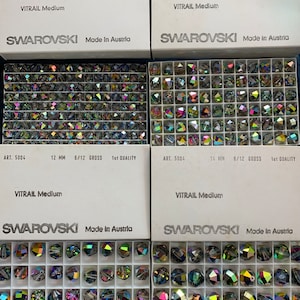 Factory Pack Swarovski Crystal Vitrail Medium 6mm, 7mm,  8mm, 10mm, 12mm, 14mm Geometric Cut Round 5004 Beads; NIB; Vintage!