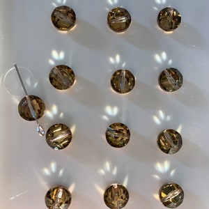 12pc Swarovski Crystal Comet OR Lentil 5100 Beads; 7mm, 8mm or 12mm; Vintage, Rare! Gold; Aka Tablet or Aspirin Beads