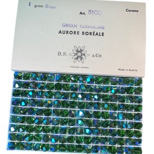 Factory Pack , Swarovski,  Crystal , GreenTurmaline AB,  8mm, Round,  Faceted,  Lentil, tablet, coin, shape Beads, 5100, 144 Beads, Vintage