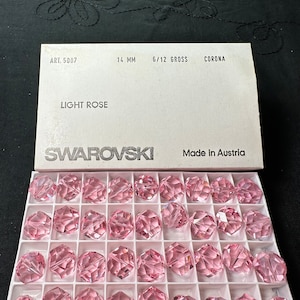 Factory Pack,  Swarovski, Crystal, Light Rose, 14mm, Faceted, Rocky Cut, Round, 5007, Beads, 72pcs, Vintage, New in Box