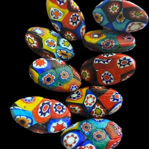 1 bead,  30x16mm vintage Italian oval Millefiori beads, Millefior, Venetian MILLEFIORI, Moretti bead, MILLEFIORI