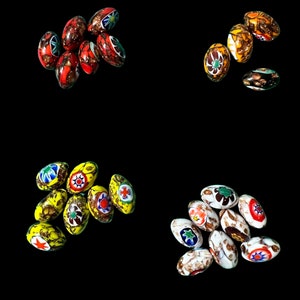 Vintage 12x9mm approx  Italian Venetian Murano Ercole Moretti oval Millefiori glass bead Oval beads