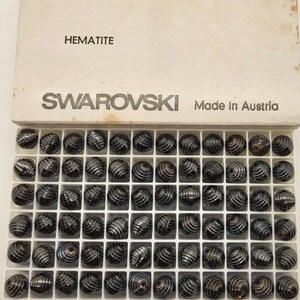 Factory Pack Swarovski Crystal Hematite 10mm Art Deco Round 5030/4 Beads; 144 Beads; Rare!  Vintage!