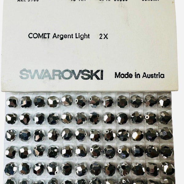 10mm (Solid Silver), Crystal Comet Argent Light 2X, Art 5300  Vintage Elegant Round Swarovski Crystal Beads; 72pcs; Swarovski Factory Pack