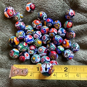 1 Bead, 10mm to 11mm + Vintage Ercole Moretti Italian Millefiori glass beads. Late 1800s early 1900’s. All in picture measurements included.