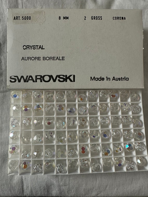 Crystal AB, 8mm, Faceted, Round , 5000, Beads, 288 beads, New in Box,  VINTAGE Swarovski Crystal Factory Pack