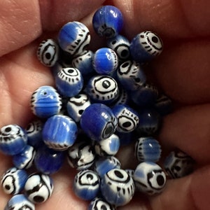 7mm & 8mm, Royal Blue vintage,  evil eye Beads,  evil Eye beads, Qty 10 beads per order,