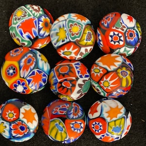1 Perle, 1950, Vintage, venezianische, Millefiori, italienische, Perlen, Pfannkuchen, alte Lager, Vintage, rund, flach, Münze, Ercole Moretti