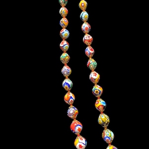 Vintage venetian Murano Italian Millefiori beads original necklace. 1950’s. Pkg.1.