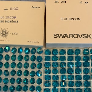 Q1 Swarovski factory packs Blue Zircon AB 10mm Lentil 5100 Beads; 72pc; Vintage, Tablet or Aspirin Beads; Teal