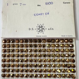 Factory Pack,  Swarovski  , Comet OR  , 7mm , round, Lentil,  5100 , Beads, 144 beads,  Vintage , Rare, Solid Gold